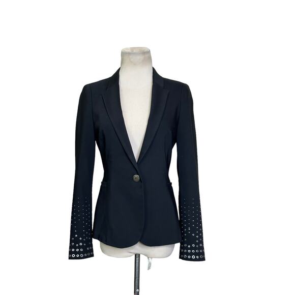 ZARA black studded sleeves one button tuxedo jacket size Small - Picture 11 of 13